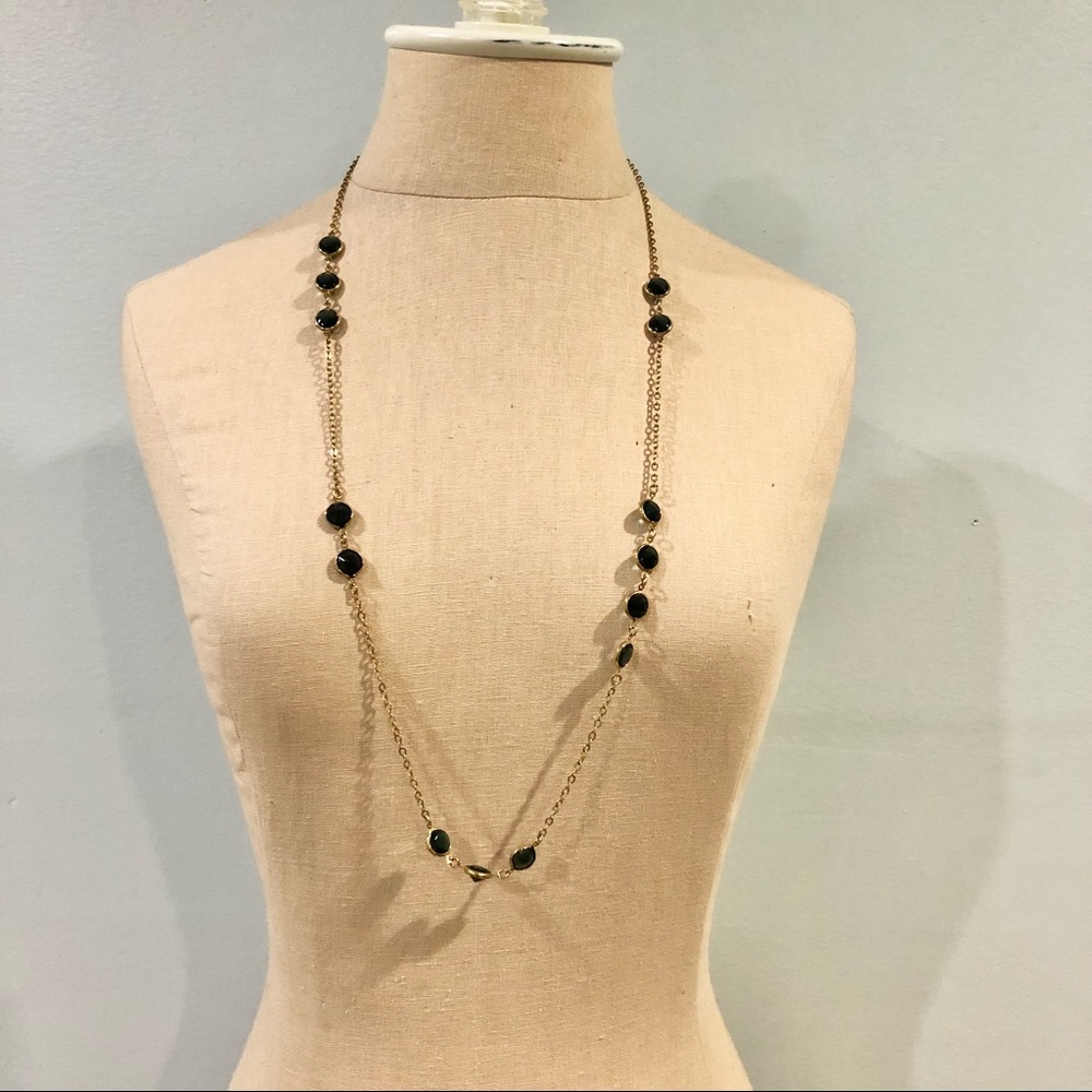 J. Crew Blue Crystal Gold Necklace